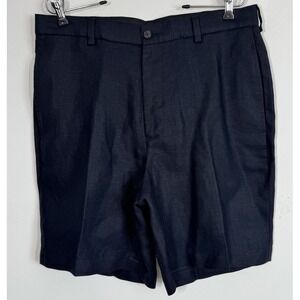 Brooks Brothers Men's Irish‎ Linen Flat Front Shorts Size 34x9 Navy Blue Classic